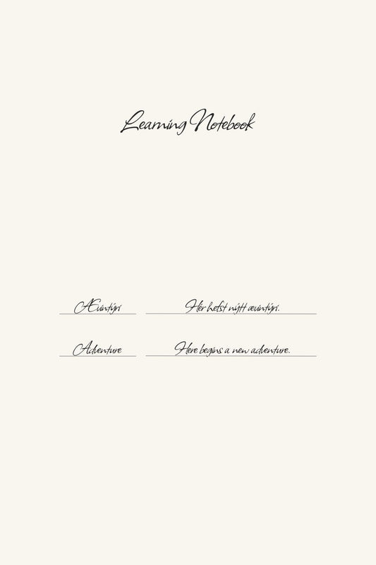 Cover of a 'Learning Notebook' with motivational phrases on a white background