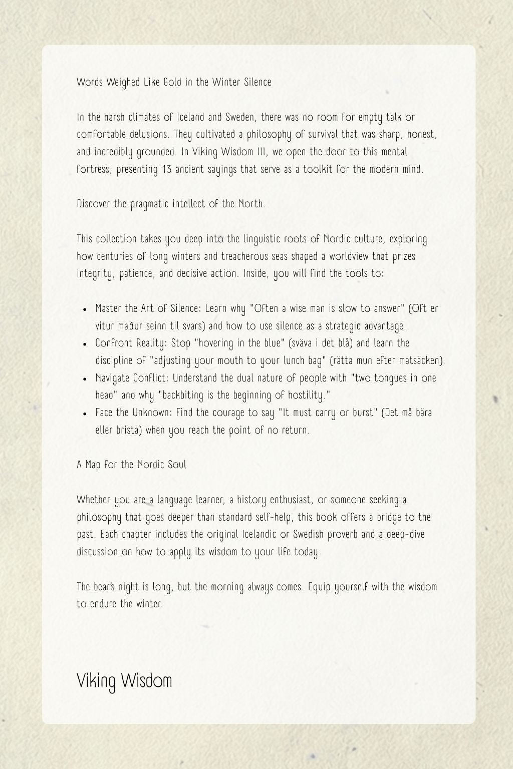 Book cover of 'Viking Wisdom III' with two gnomes and text on a white background