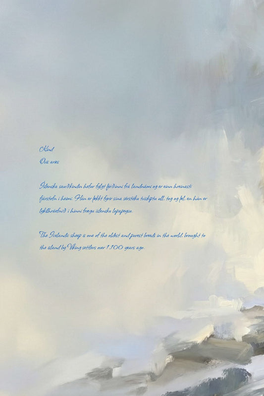 Two rams standing on a rocky surface with a misty background