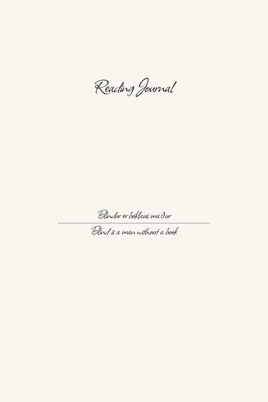 Reading Journal cover with text on a white background