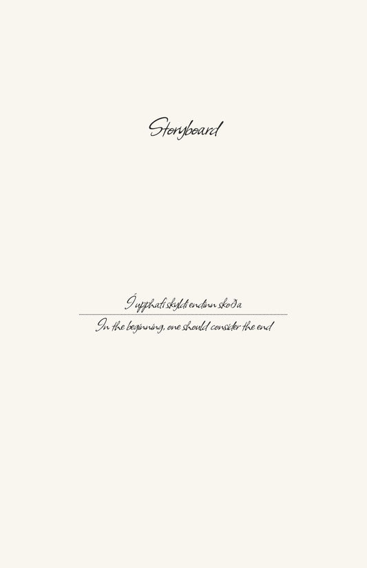 Text on a white background with the word 'Storyboard' at the top.