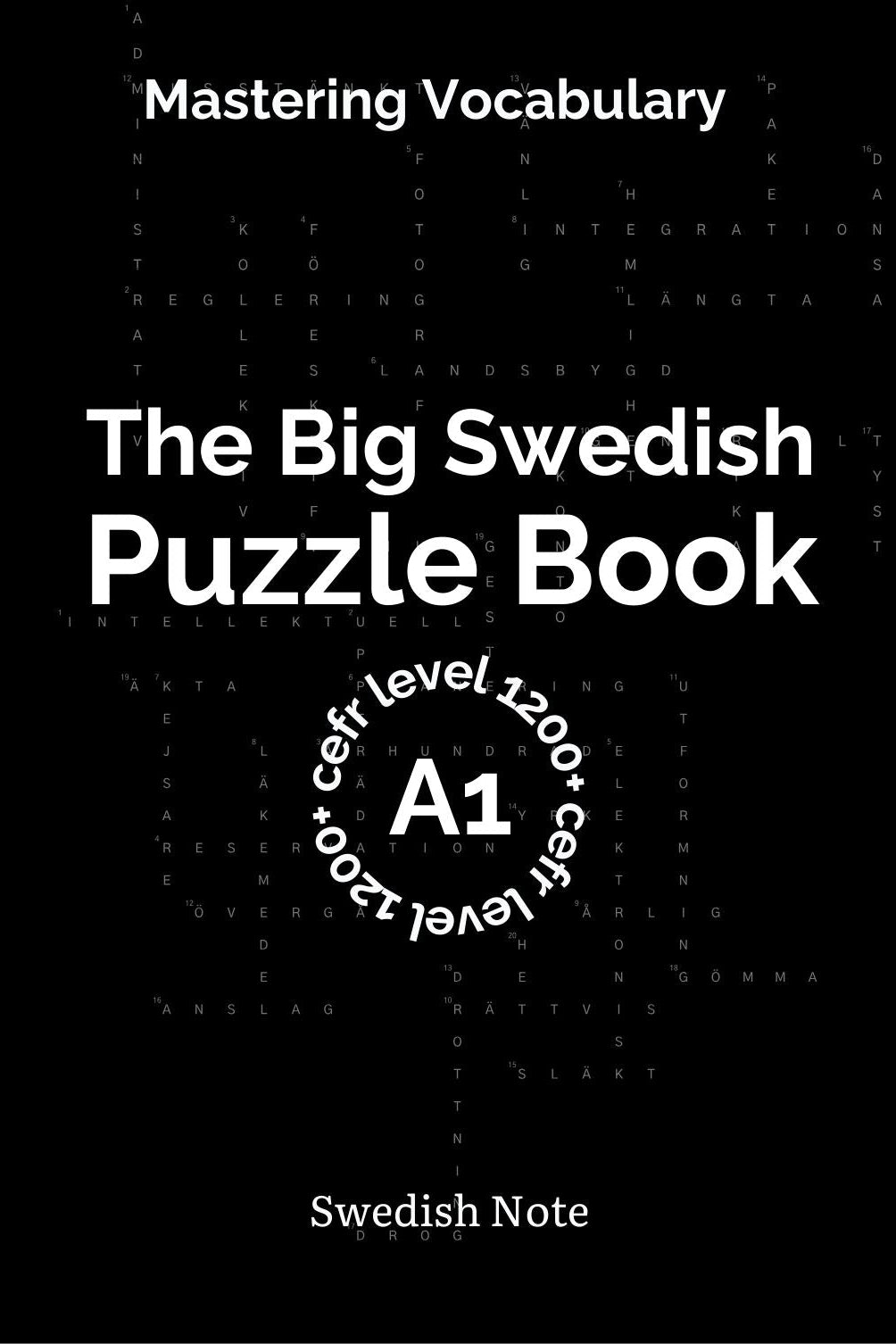 Cover of 'The Big Swedish Puzzle Book' with text on a black background