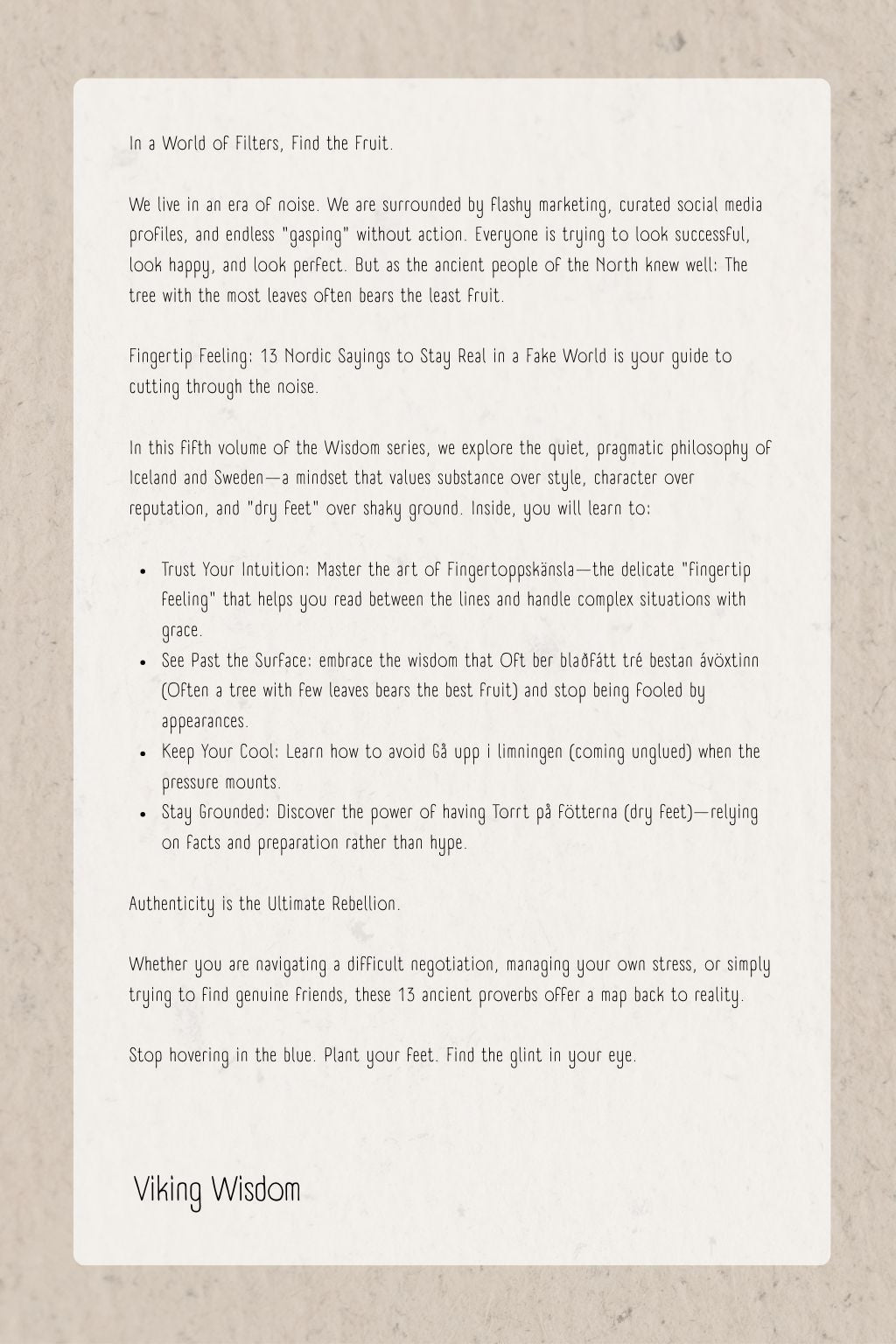 Booklet with text and illustration on a beige background