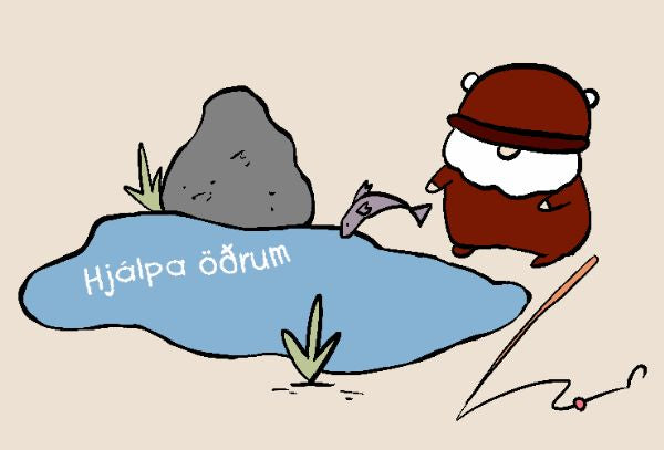 Björn put a small fish back into the lake.