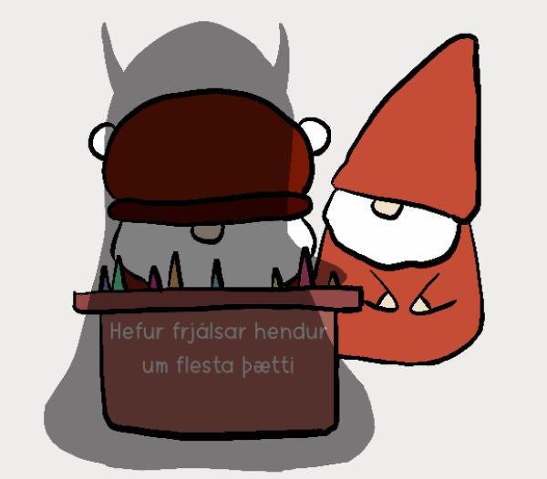 Björn is playing chess with a devil. If he win, the devil will help them.