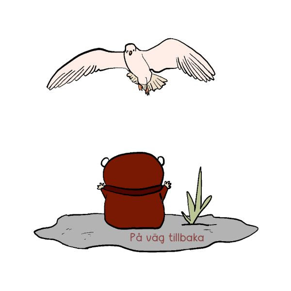 Björn waves to the bird coming back home.