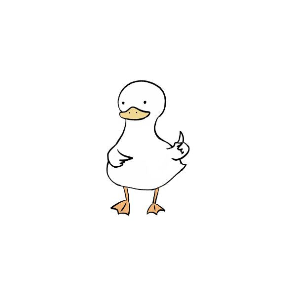 A duck with hand gesture