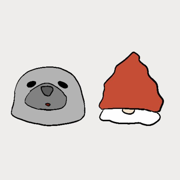 Gray seal creature with a red hat Sveinn