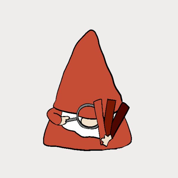 Björn and Sveinn and a magnifying glass on a light gray background