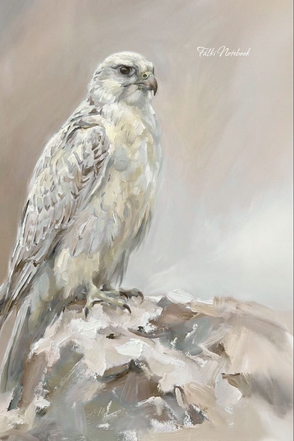 Falcon perched on a rock with a blurred natural background