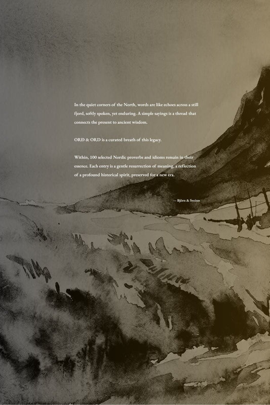 Artistic depiction of a mountainous landscape with buildings, possibly from a historical or fantasy setting.
