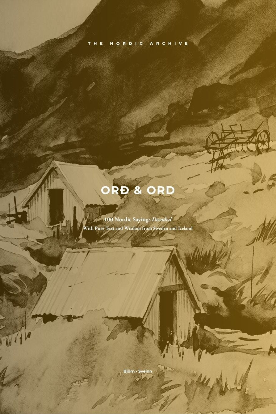 Artistic depiction of a mountainous landscape with buildings, possibly from a historical or fantasy setting.