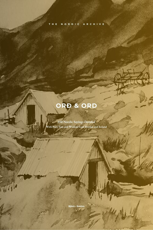 Artistic depiction of a mountainous landscape with buildings, possibly from a historical or fantasy setting.