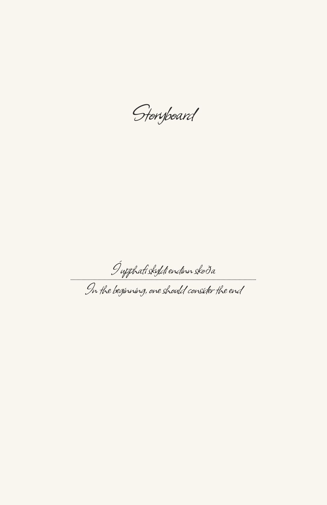 Text on a white background with the word 'Storyboard' at the top.
